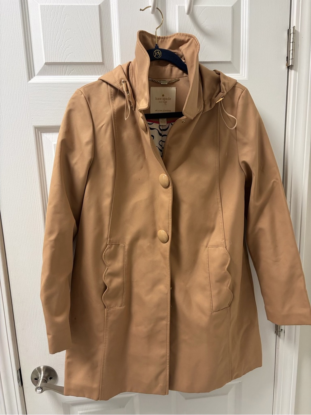 kate spade New York Tan Hooded Raincoat M medium